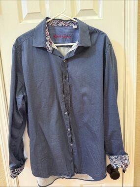 Robert Graham Navy Micro-Print Men's Shirt sz xl